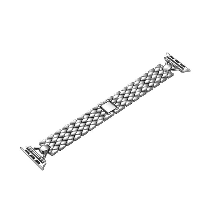 Lisslune | D-shaped diamond metal watch band for Apple Watch Ultra 49mm & Watch Ultra 2 49mm / Series 9 & 8 & 7 45mm / SE 3 & SE 2 & 6 & SE & 5 & 4 44mm / 3 & 2 & 1 42mm (Silver)