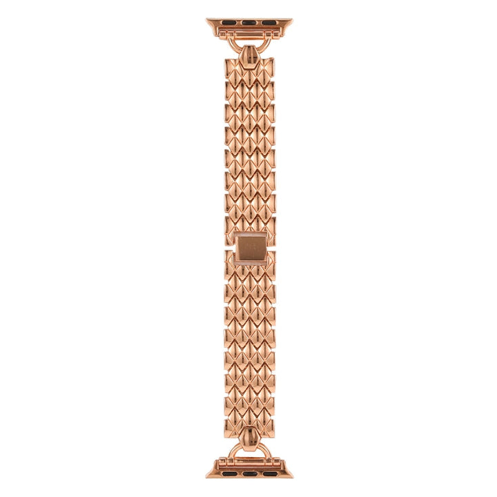 Lisslune | D-shaped diamond metal bracelet for Apple Watch Ultra 49mm & Watch Ultra 2 49mm / Series 9 & 8 & 7 45mm / SE 3 & SE 2 & 6 & SE & 5 & 4 44mm / 3 & 2 & 1 42mm (Rose Gold)