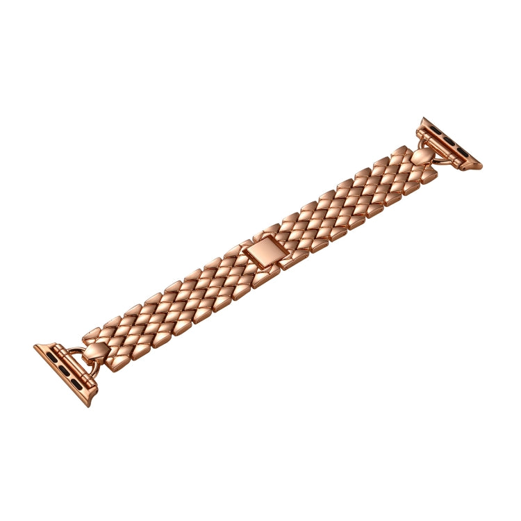 Lisslune | D-shaped diamond metal bracelet for Apple Watch Ultra 49mm & Watch Ultra 2 49mm / Series 9 & 8 & 7 45mm / SE 3 & SE 2 & 6 & SE & 5 & 4 44mm / 3 & 2 & 1 42mm (Rose Gold)