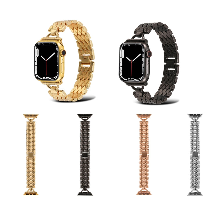 Lisslune | D-shaped rhombus metal watch band for Apple Watch Ultra 49mm & Watch Ultra 2 49mm / Series 9 & 8 & 7 45mm / SE 3 & SE 2 & 6 & SE & 5 & 4 44mm / 3 & 2 & 1 42mm (Gold)