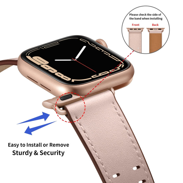 Lisslune | Double Buckle Leather Band for Apple Watch Series 9&8&7 41mm / SE 3&SE 2&6&SE&5&4 40mm / 3&2&1 38mm (Pink Sand)