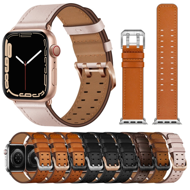 Lisslune | Double Buckle Leather Watch Band For Apple Watch Series 9&8&7 41mm / SE 3&SE 2&6&SE&5&4 40mm / 3&2&1 38mm (Dark Brown)