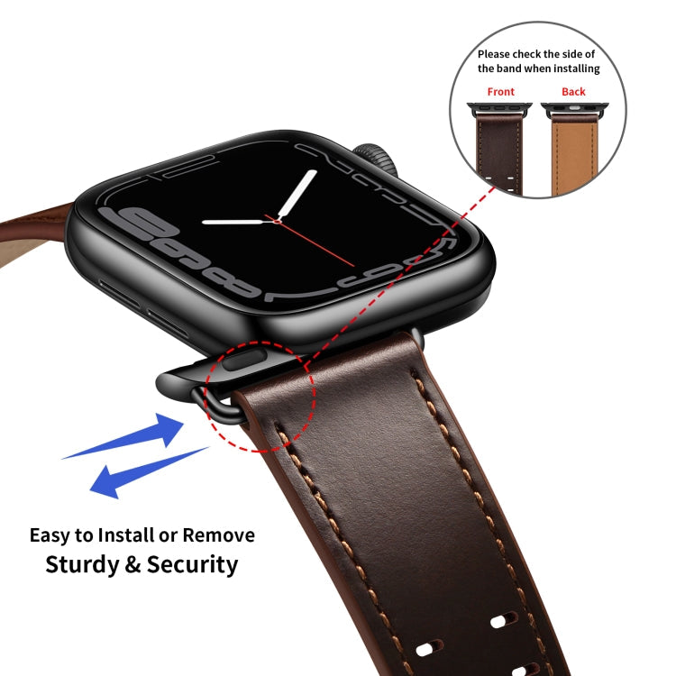 Lisslune | Double Buckle Leather Bracelet for Apple Watch Ultra 49mm & Watch Ultra 2 49mm / Series 9 & 8 & 7 45mm / SE 3 & SE 2 & 6 & SE & 5 & 4 44mm / 3 & 2 & 1 42mm (Dark Brown)