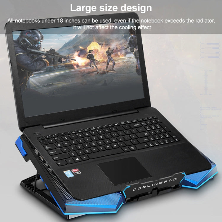 Lisslune | 5 Fan 2 USB Liftable Folding Laptop Cooling Stand (Blue Red)