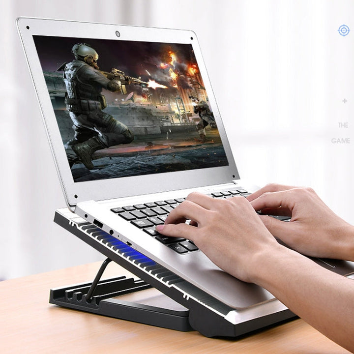 Lisslune | T10 Aluminum Alloy Multi Gear Adjustable Laptop Cooler (Black)