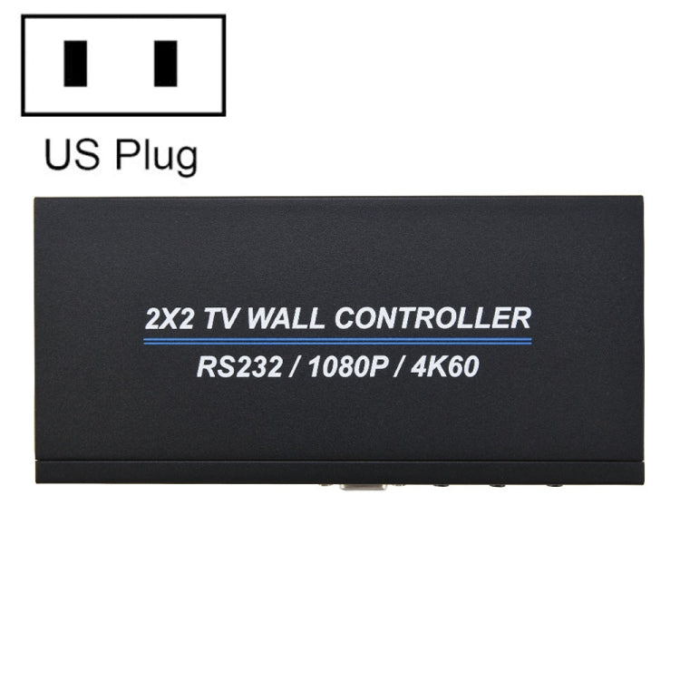 Lisslune | BT100 4K 60Hz 1080P 2 x 2 TV Wall Controller, Plug Type: US Plug (Black)