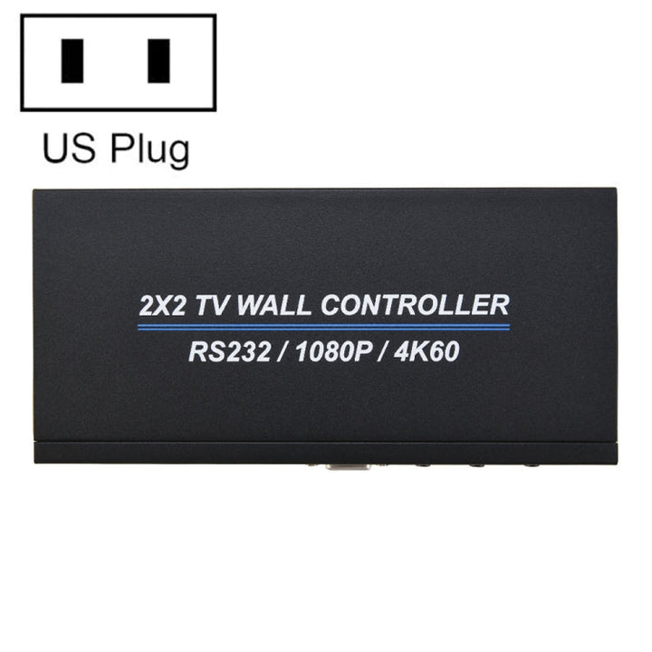 Lisslune | BT100 4K 60Hz 1080P 2 x 2 TV Wall Controller, Plug Type: US Plug (Black)