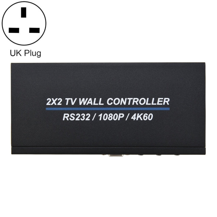 Lisslune | BT100 4K 60Hz 1080P 2 x 2 TV Wall Controller, Plug type: UK plug (Black)