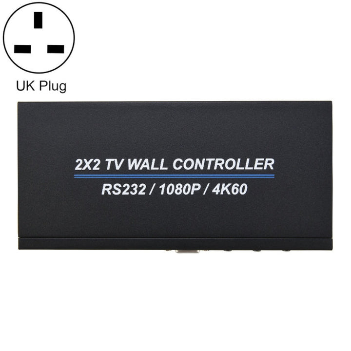 Lisslune | BT100 4K 60Hz 1080P 2 x 2 TV Wall Controller, Plug type: UK plug (Black)