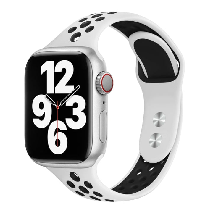 Lisslune | Double Nail Small Waist Watch Band for Apple Watch Ultra 49mm & Watch Ultra 2 49mm / Series 9 & 8 & 7 45mm / SE 3 & SE 2 & 6 & SE & 5 & 4 44mm / 3 & 2 & 1 42mm (White Black)