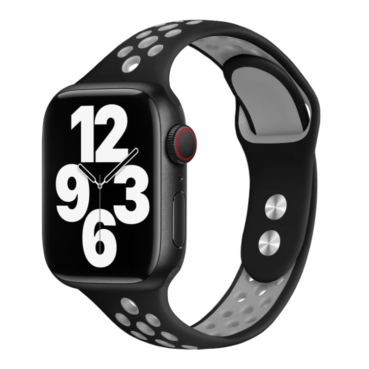 Lisslune | Double Nail Small Waist Watch Band for Apple Watch Ultra 49mm & Watch Ultra 2 49mm / Series 9 & 8 & 7 45mm / SE 3 & SE 2 & 6 & SE & 5 & 4 44mm / 3 & 2 & 1 42mm (Black Gray)