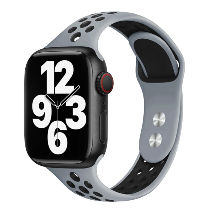 Lisslune | Double Nail Small Waist Watch Strap for Apple Watch Ultra 49mm & Watch Ultra 2 49mm / Series 9 & 8 & 7 45mm / SE 3 & SE 2 & 6 & SE & 5 & 4 44mm / 3 & 2 & 1 42mm (Gray Black)