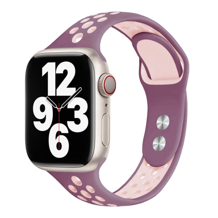 Lisslune | Double Nail Small Waist Watch Band for Apple Watch Ultra 49mm & Watch Ultra 2 49mm / Series 9 & 8 & 7 45mm / SE 3 & SE 2 & 6 & SE & 5 & 4 44mm / 3 & 2 & 1 42mm (Purple Pink)