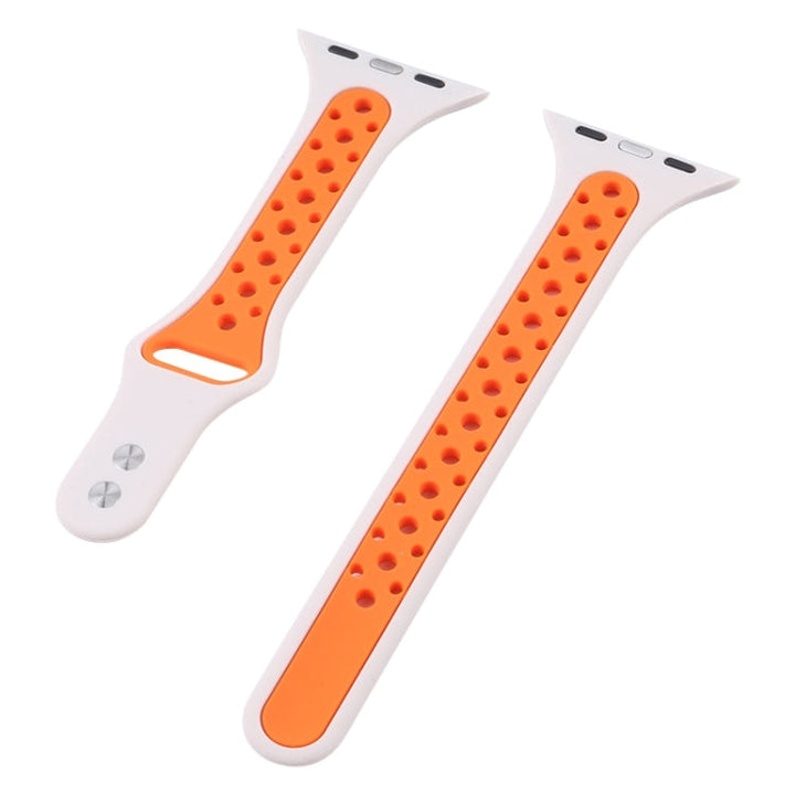 Lisslune | Double Nail Small Waist Watch Band for Apple Watch Ultra 49mm & Watch Ultra 2 49mm / Series 9 & 8 & 7 45mm / SE 3 & SE 2 & 6 & SE & 5 & 4 44mm / 3 & 2 & 1 42mm (White Black)