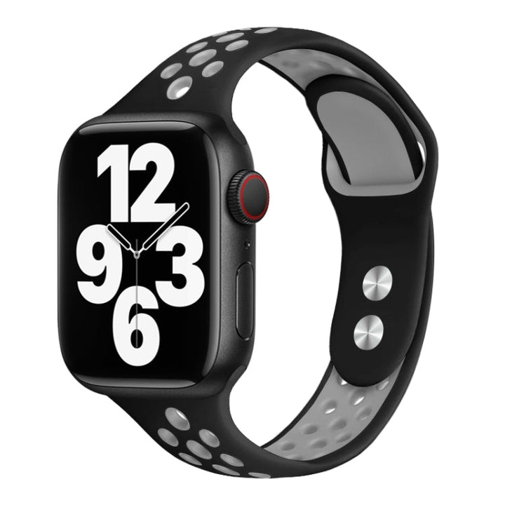 Lisslune | Double Nail Small Waist Watch Strap for Apple Watch Series 9&8&7 41mm / SE 3&SE 2&6&SE&5&4 40mm / 3&2&1 38mm (Black Gray)