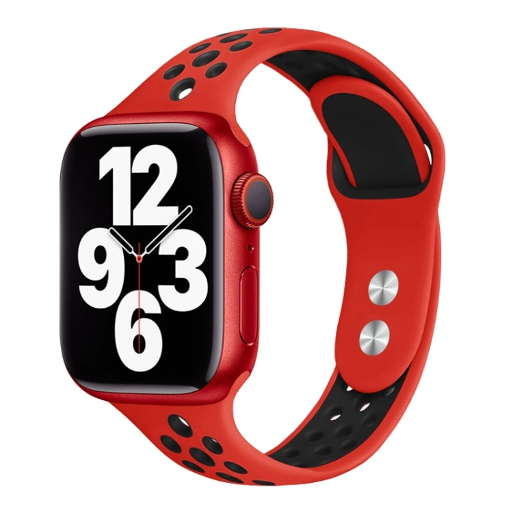 Lisslune | Double Nail Small Waist Watch Band for Apple Watch Series 9&8&7 41mm / SE 3&SE 2&6&SE&5&4 40mm / 3&2&1 38mm (Red Black)