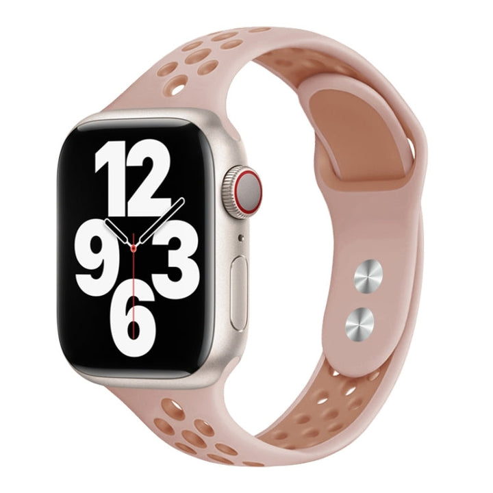 Lisslune | Double Nail Small Waist Watch Band for Apple Watch Series 9&8&7 41mm / SE 3&SE 2&6&SE&5&4 40mm / 3&2&1 38mm (Rose Pink Gray)