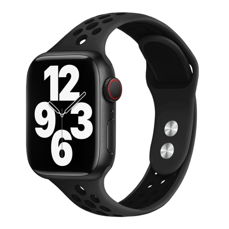 Lisslune | Double Nail Small Waist Watch Band for Apple Watch Series 9&8&7 41mm / SE 3&SE 2&6&SE&5&4 40mm / 3&2&1 38mm (Dark Gray Black)
