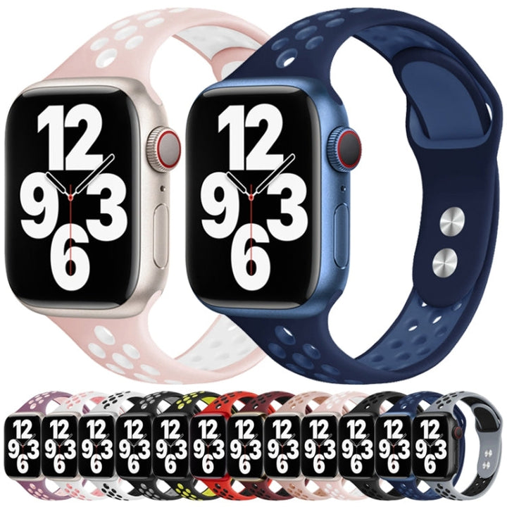 Lisslune | Double Nail Small Waist Watch Strap for Apple Watch Series 9&8&7 41mm / SE 3&SE 2&6&SE&5&4 40mm / 3&2&1 38mm (Black Gray)