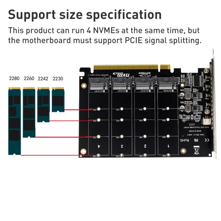 Lisslune | PH44 NVME 4 Disk Array Card PCI-E Signal Split Array Card