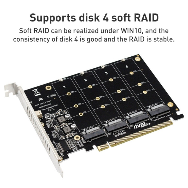 Lisslune | PH44 NVME 4 Disk Array Card PCI-E Signal Split Array Card