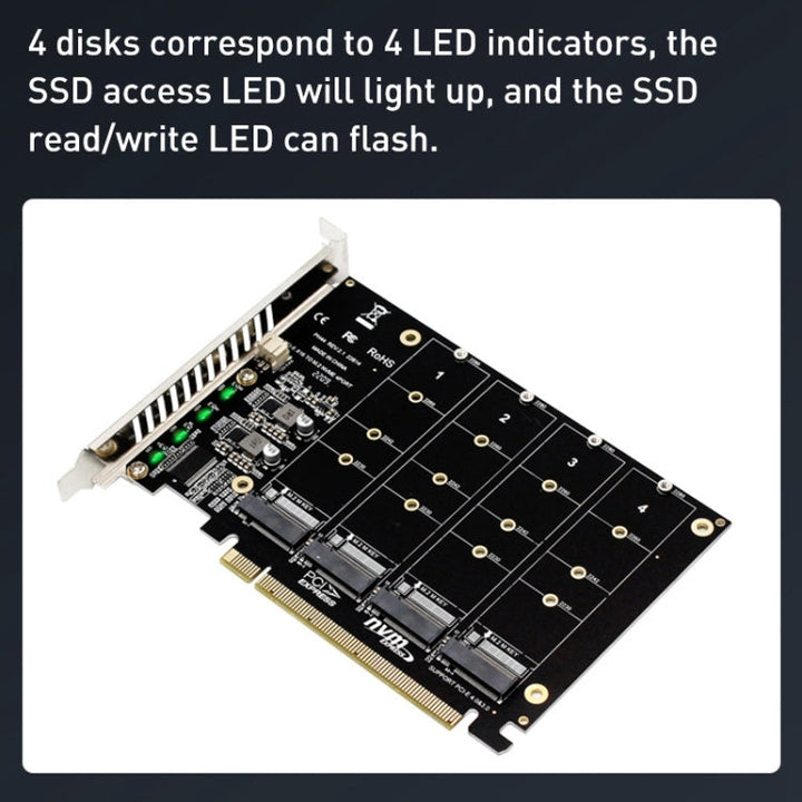 Lisslune | PH44 NVME 4 Disk Array Card PCI-E Signal Split Array Card