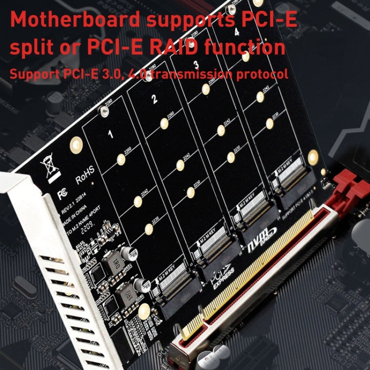 Lisslune | PH44 NVME 4 Disk Array Card PCI-E Signal Split Array Card