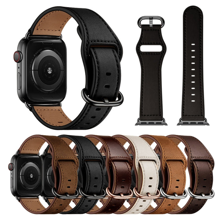 Lisslune | leather watch band for Apple Watch Ultra 49mm & Watch Ultra 2 49mm / Series 9 & 8 & 7 45mm / SE 3 & SE 2 & 6 & SE & 5 & 4 44mm / 3 & 2 & 1 42mm (Dark brown needle texture)