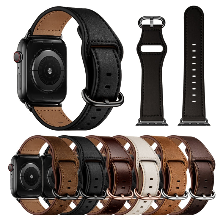 Lisslune | Leather Watch Band for Apple Watch Ultra 49mm & Watch Ultra 2 49mm / Series 9 & 8 & 7 45mm / SE 3 & SE 2 & 6 & SE & 5 & 4 44mm / 3 & 2 & 1 42mm (Dark Brown Oil Texture)