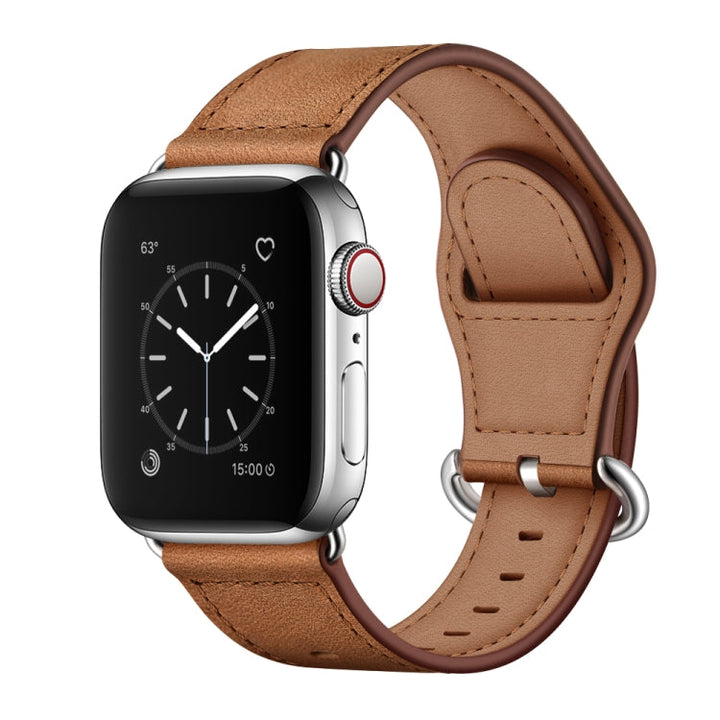 Lisslune | Leather Watch Band for Apple Watch Series 9&8&7 41mm / SE 3&SE 2&6&SE&5&4 40mm / 3&2&1 38mm (Rust Brown Crazy Horse Texture)