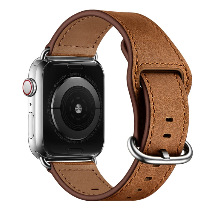 Lisslune | Leather Watch Band for Apple Watch Series 9&8&7 41mm / SE 3&SE 2&6&SE&5&4 40mm / 3&2&1 38mm (Rust Brown Crazy Horse Texture)