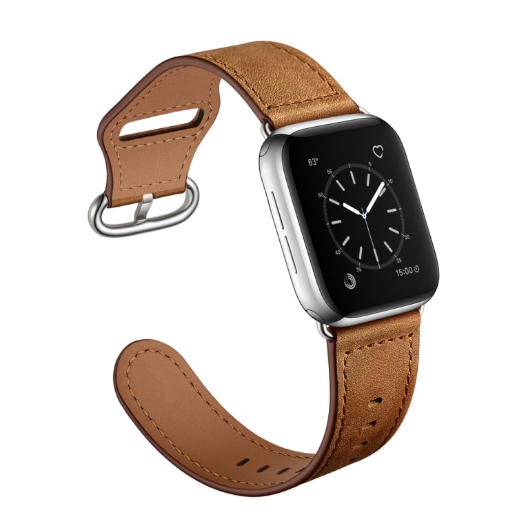 Lisslune | Leather Watch Band for Apple Watch Series 9&8&7 41mm / SE 3&SE 2&6&SE&5&4 40mm / 3&2&1 38mm (Rust Brown Crazy Horse Texture)