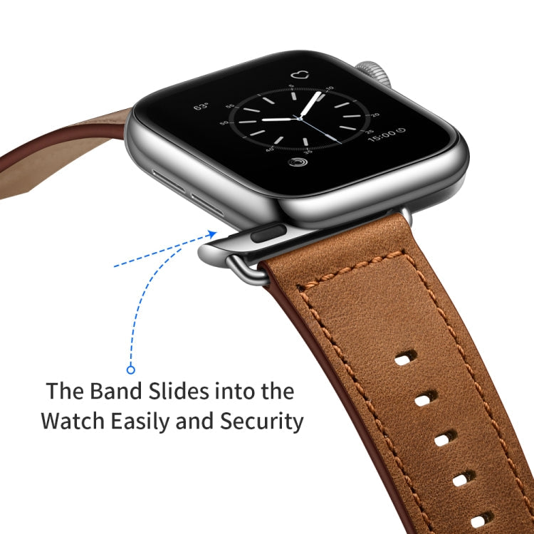 Lisslune | Leather Watch Band for Apple Watch Series 9&8&7 41mm / SE 3&SE 2&6&SE&5&4 40mm / 3&2&1 38mm (Rust Brown Crazy Horse Texture)