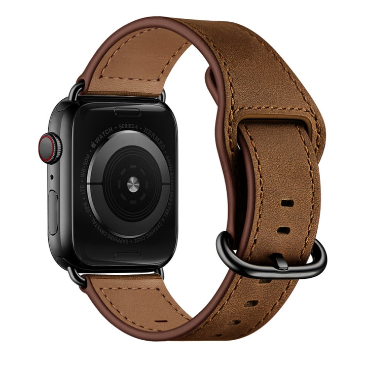 Lisslune | Leather Watch Strap for Apple Watch Series 9&8&7 41mm / SE 3&SE 2&6&SE&5&4 40mm / 3&2&1 38mm (Dark Brown Crazy Horse Texture)