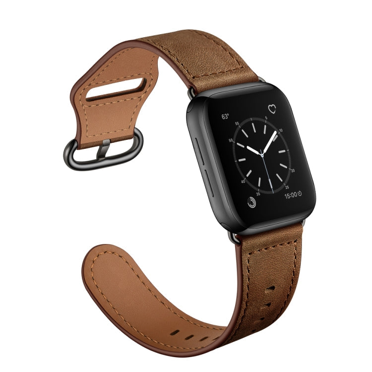 Lisslune | Leather Watch Strap for Apple Watch Series 9&8&7 41mm / SE 3&SE 2&6&SE&5&4 40mm / 3&2&1 38mm (Dark Brown Crazy Horse Texture)