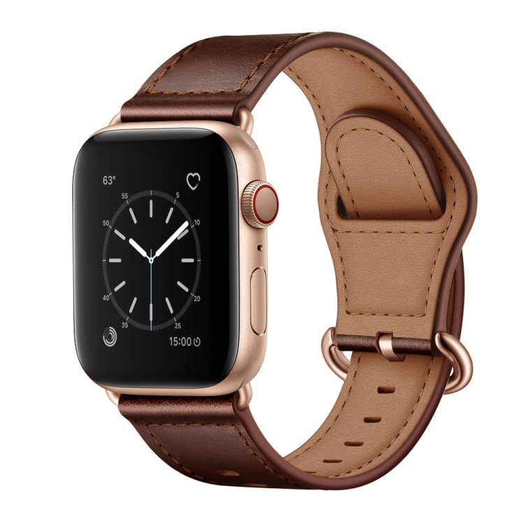Lisslune | Leather Watch Band for Apple Watch Series 9&8&7 41mm / SE 3&SE 2&6&SE&5&4 40mm / 3&2&1 38mm (Dark Brown Oil Texture)