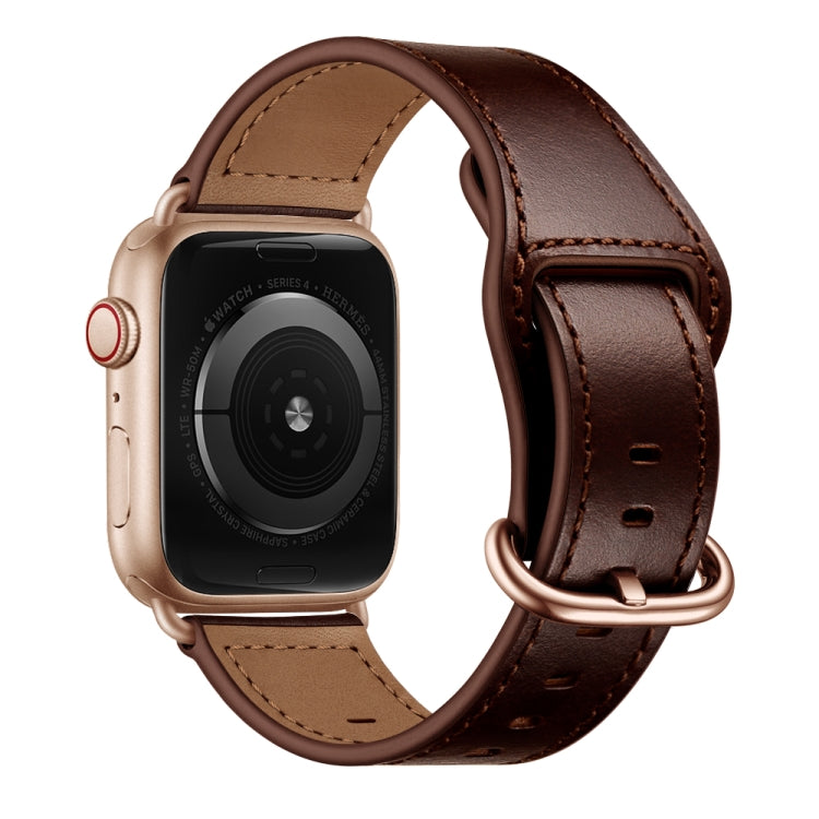Lisslune | Leather Watch Band for Apple Watch Series 9&8&7 41mm / SE 3&SE 2&6&SE&5&4 40mm / 3&2&1 38mm (Dark Brown Oil Texture)