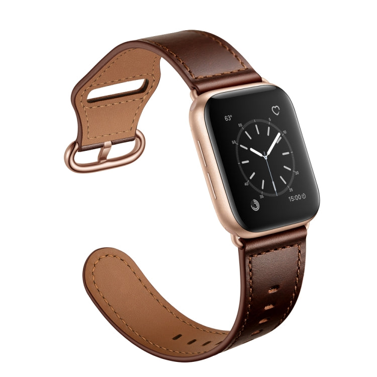 Lisslune | Leather Watch Band for Apple Watch Series 9&8&7 41mm / SE 3&SE 2&6&SE&5&4 40mm / 3&2&1 38mm (Dark Brown Oil Texture)