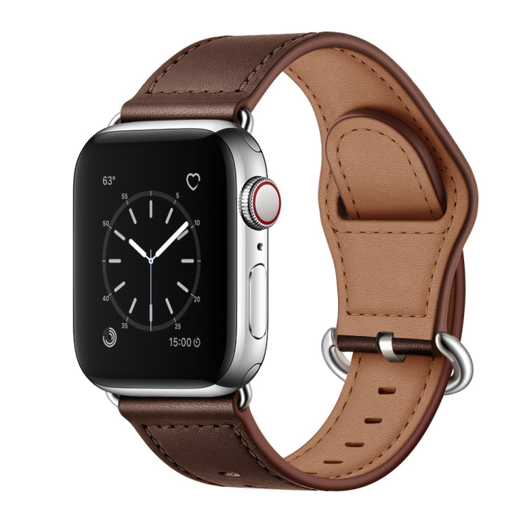 Lisslune | Leather Bracelet for Apple Watch Series 9&8&7 41mm / SE 3&SE 2&6&SE&5&4 40mm / 3&2&1 38mm (Dark Brown Needle Texture)