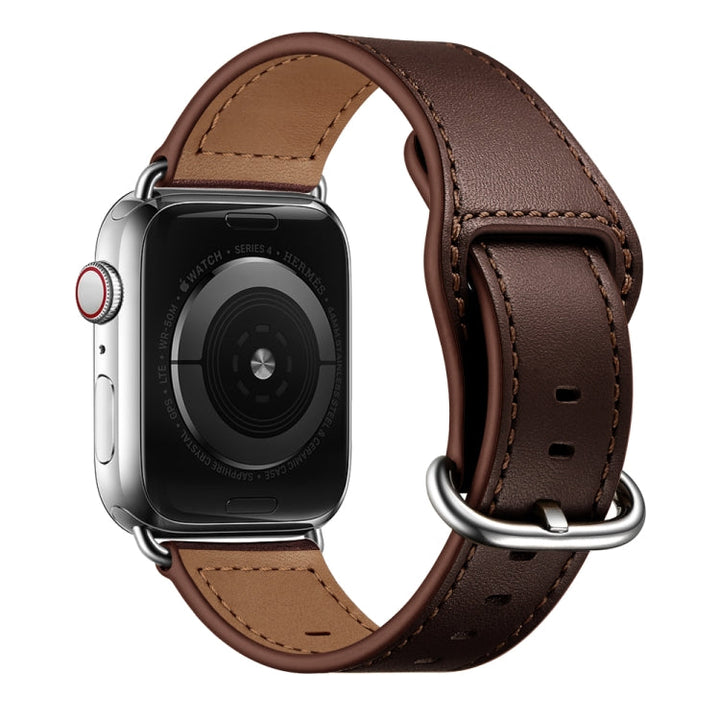 Lisslune | Leather Bracelet for Apple Watch Series 9&8&7 41mm / SE 3&SE 2&6&SE&5&4 40mm / 3&2&1 38mm (Dark Brown Needle Texture)