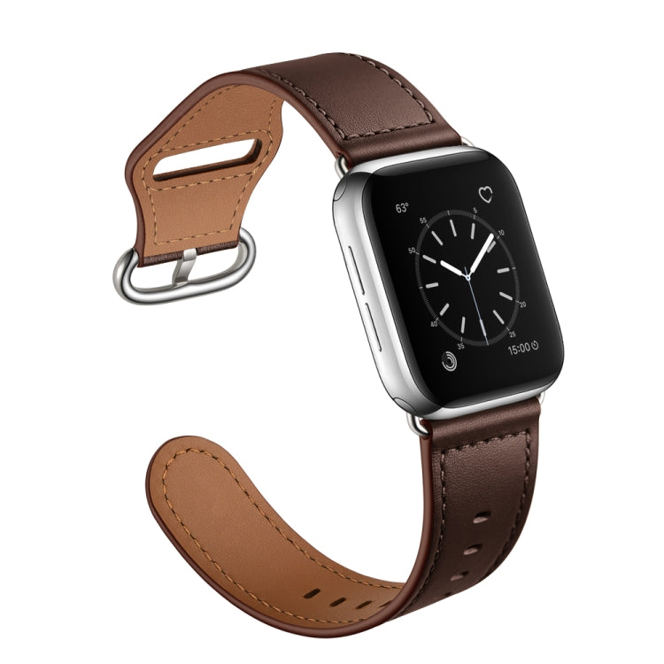 Lisslune | Leather Bracelet for Apple Watch Series 9&8&7 41mm / SE 3&SE 2&6&SE&5&4 40mm / 3&2&1 38mm (Dark Brown Needle Texture)