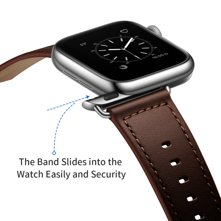 Lisslune | Leather Bracelet for Apple Watch Series 9&8&7 41mm / SE 3&SE 2&6&SE&5&4 40mm / 3&2&1 38mm (Dark Brown Needle Texture)