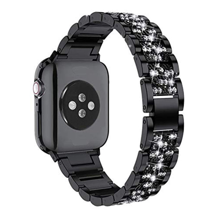 Lisslune | Diamond Metal Watch Band for Apple Watch Ultra 49mm & Watch Ultra 2 49mm / Series 9 & 8 & 7 45mm / SE 3 & SE 2 & 6 & SE & 5 & 4 44mm / 3 & 2 & 1 42mm (Black)