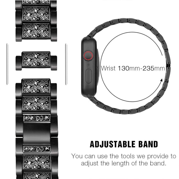 Lisslune | Diamond Metal Watch Band for Apple Watch Ultra 49mm & Watch Ultra 2 49mm / Series 9 & 8 & 7 45mm / SE 3 & SE 2 & 6 & SE & 5 & 4 44mm / 3 & 2 & 1 42mm (Black)