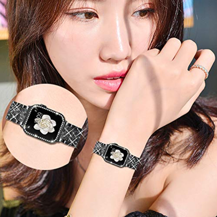 Lisslune | Diamond Metal Watch Band for Apple Watch Series 9&8&7 41mm / SE 3&SE 2&6&SE&5&4 40mm / 3&2&1 38mm (Black)