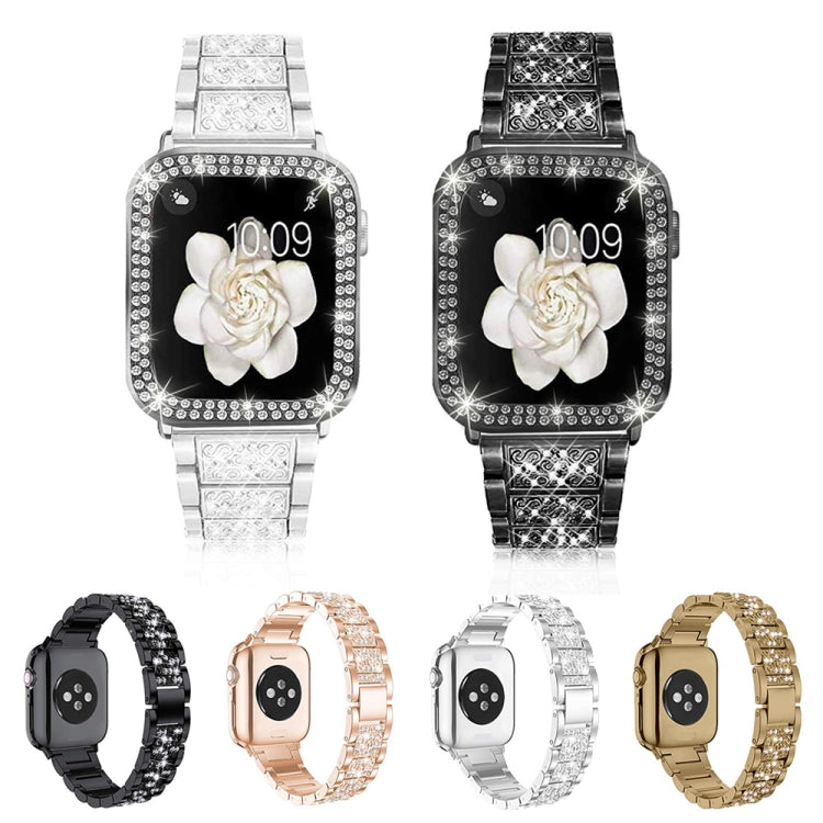 Lisslune | Diamond Metal Watch Band for Apple Watch Series 9&8&7 41mm / SE 3&SE 2&6&SE&5&4 40mm / 3&2&1 38mm (Black)