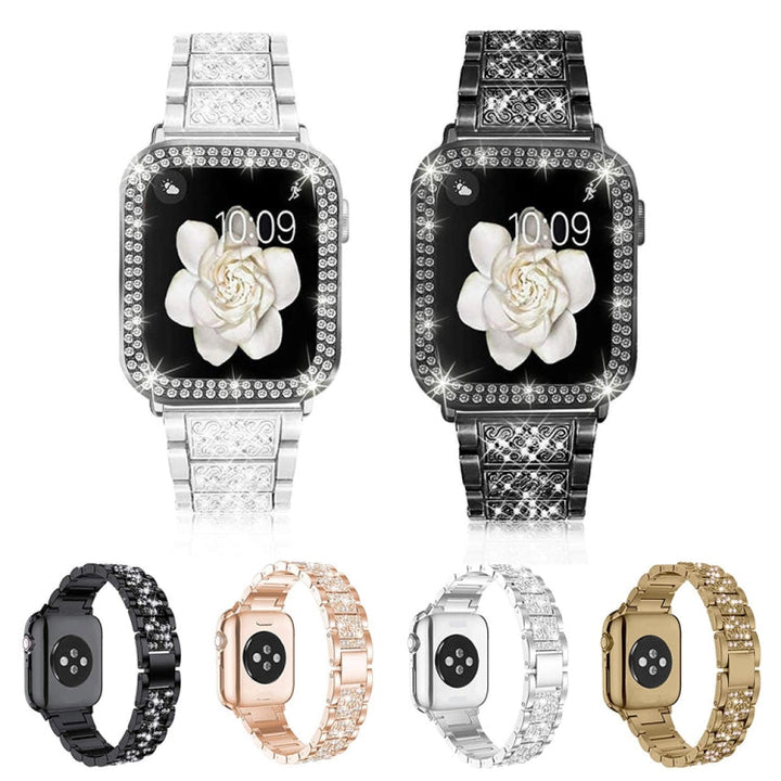 Lisslune | Diamond Metal Watch Band for Apple Watch Series 9&8&7 41mm / SE 3&SE 2&6&SE&5&4 40mm / 3&2&1 38mm (Black)
