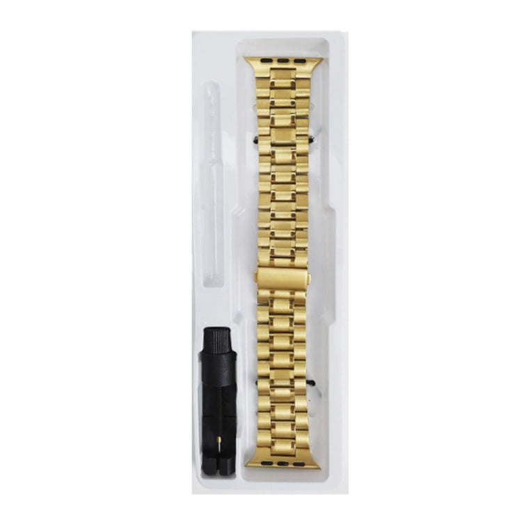 Lisslune | 5-Pearl Stainless Steel Watch Strap for Apple Watch Ultra 49mm & Watch Ultra 2 49mm / Series 9 & 8 & 7 45mm / SE 3 & SE 2 & 6 & SE & 5 & 4 44mm / 3 & 2 & 1 42mm (Gold)