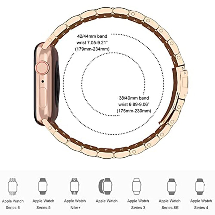 Lisslune | 5-Pearl Stainless Steel Bracelet for Apple Watch Ultra 49mm&Watch Ultra 2 49mm / Series 9&8&7 45mm / SE 3&SE 2&6&SE&5&4 44mm / 3&2&1 42mm (Rose Gold)