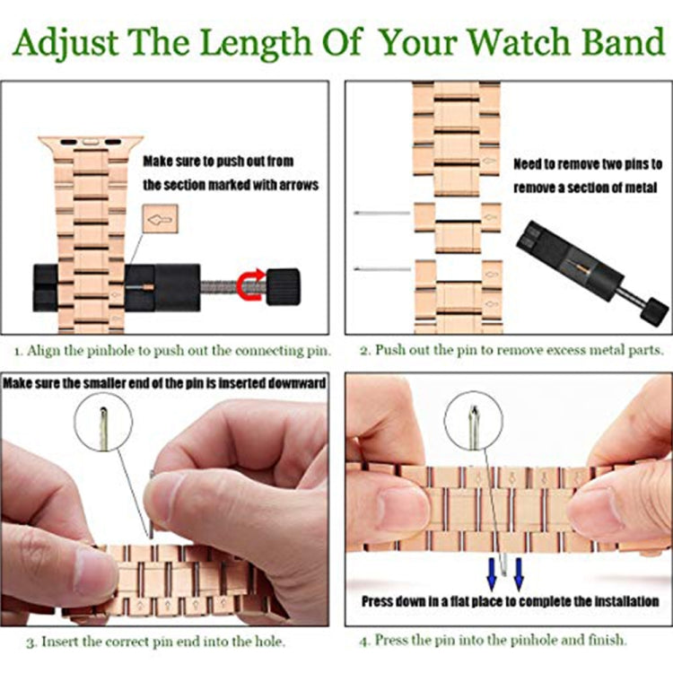 Lisslune | 5-Pearl Stainless Steel Bracelet for Apple Watch Ultra 49mm&Watch Ultra 2 49mm / Series 9&8&7 45mm / SE 3&SE 2&6&SE&5&4 44mm / 3&2&1 42mm (Rose Gold)
